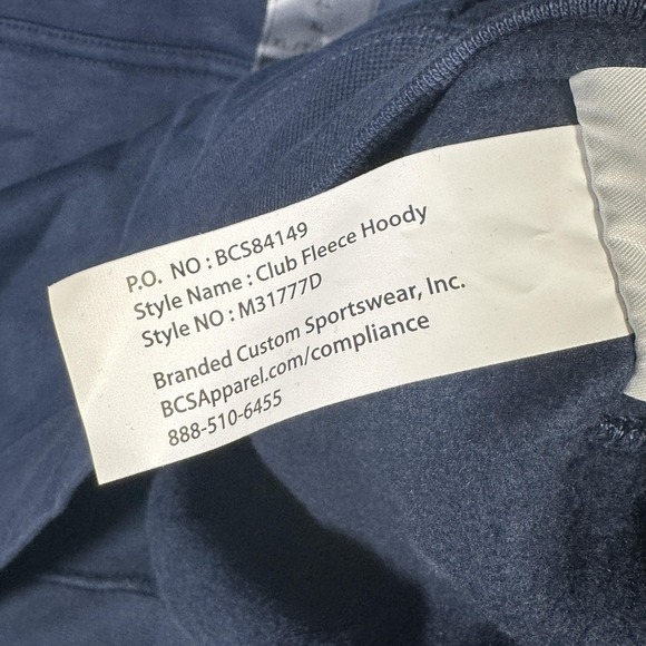 Nike Club Fleece Hoodie Mens Extra Large Navy Blue Baseball Swoosh Pullover - Picture 6 of 10